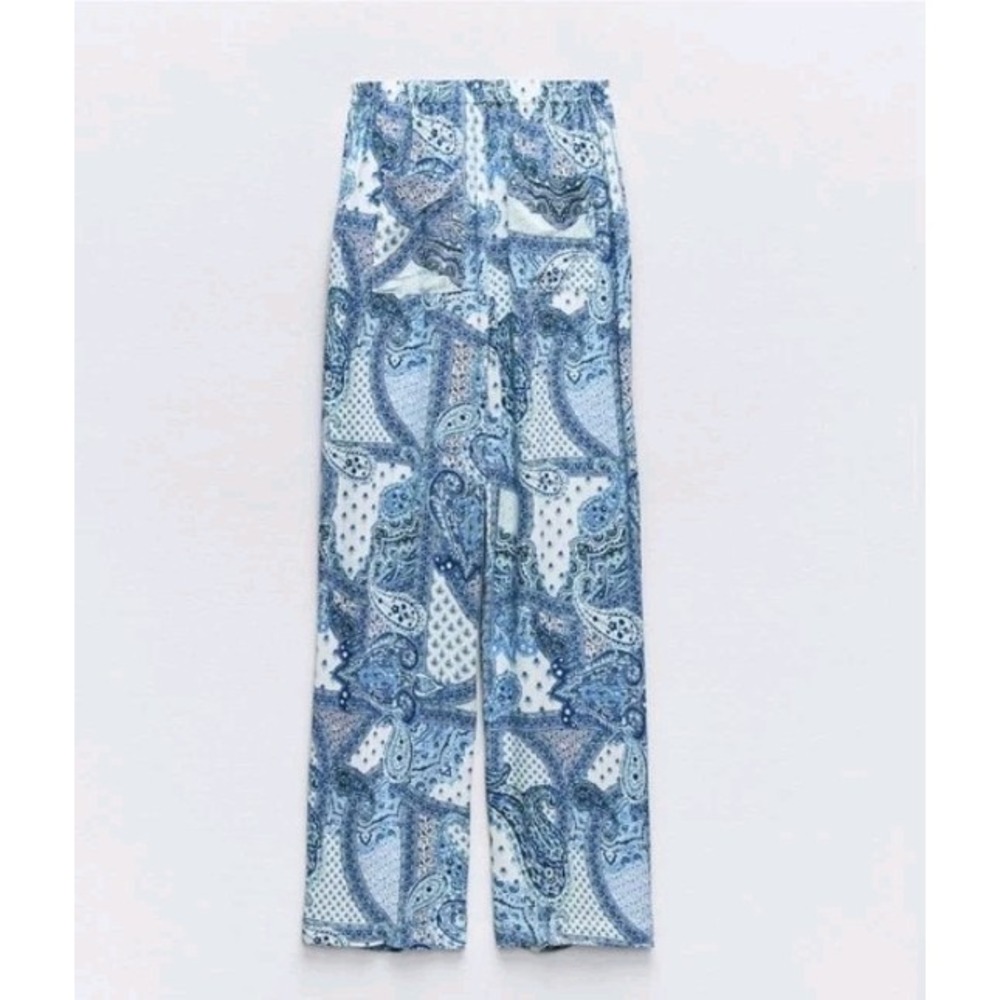 Zara Paisley Print Pull On Wide Leg Pants Size XL NWOT - Picture 9 of 12